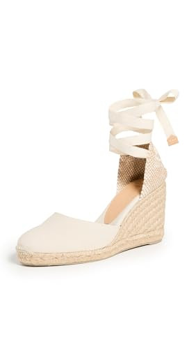Castañer Women's Carina Wedge Canvas Espadrilles, White, 6.5 Medium US | Amazon (US)