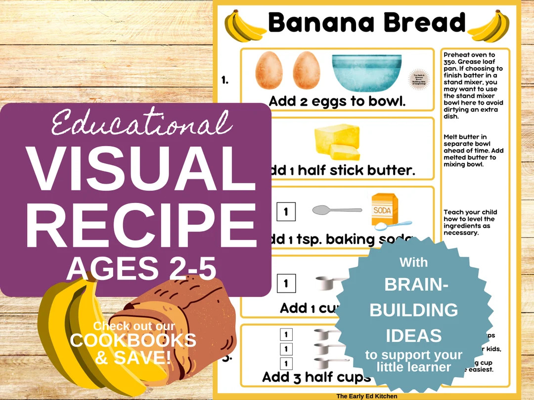 Banana Bread Recipe Card for Kids From Childrens Cookbook, Toddler Christmas Gift, Special Needs ... | Etsy (US)