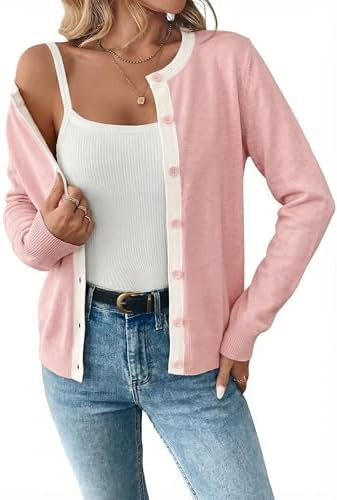 Dokotoo Women's Wool Blend Lightweight Spring Business Casual Cardigan Sweaters Tops | Amazon (US)