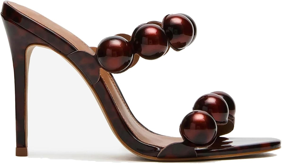 ZJGZF High Heels for Women Dressy Strappy Heels Stiletto Heeled Sandals Round Open Toe High Kitte... | Amazon (US)