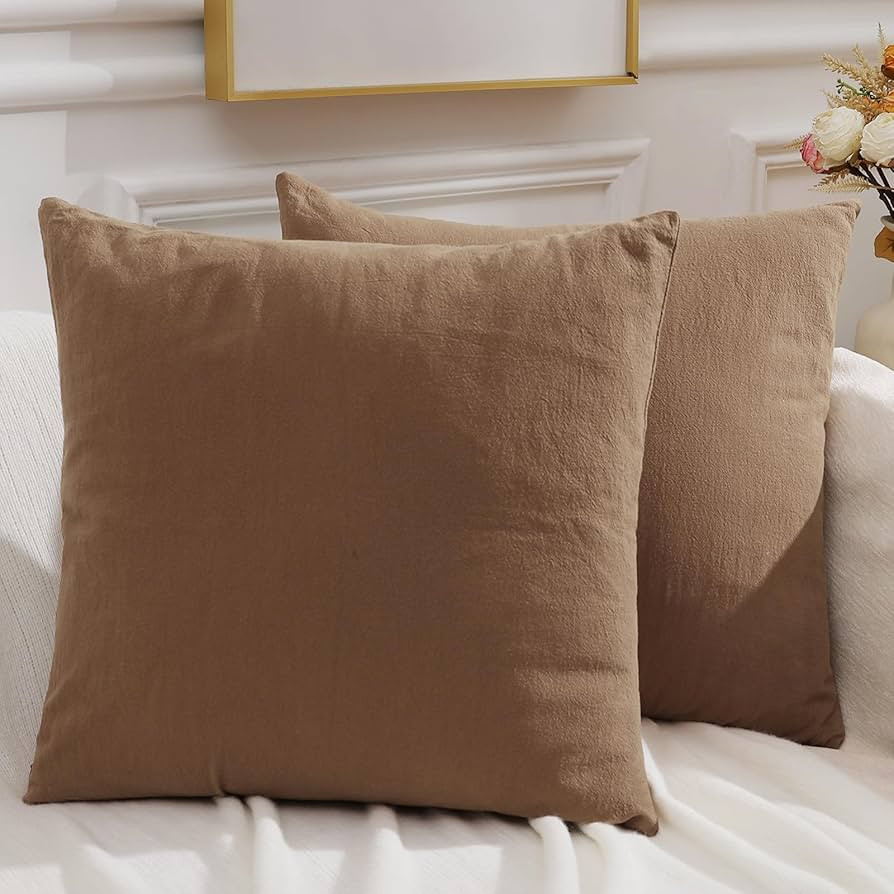 Pallene Decorative Linen Burlap Throw Pillow Covers 20x20 Set of 2, Solid Square Couch Pillow Cov... | Amazon (US)