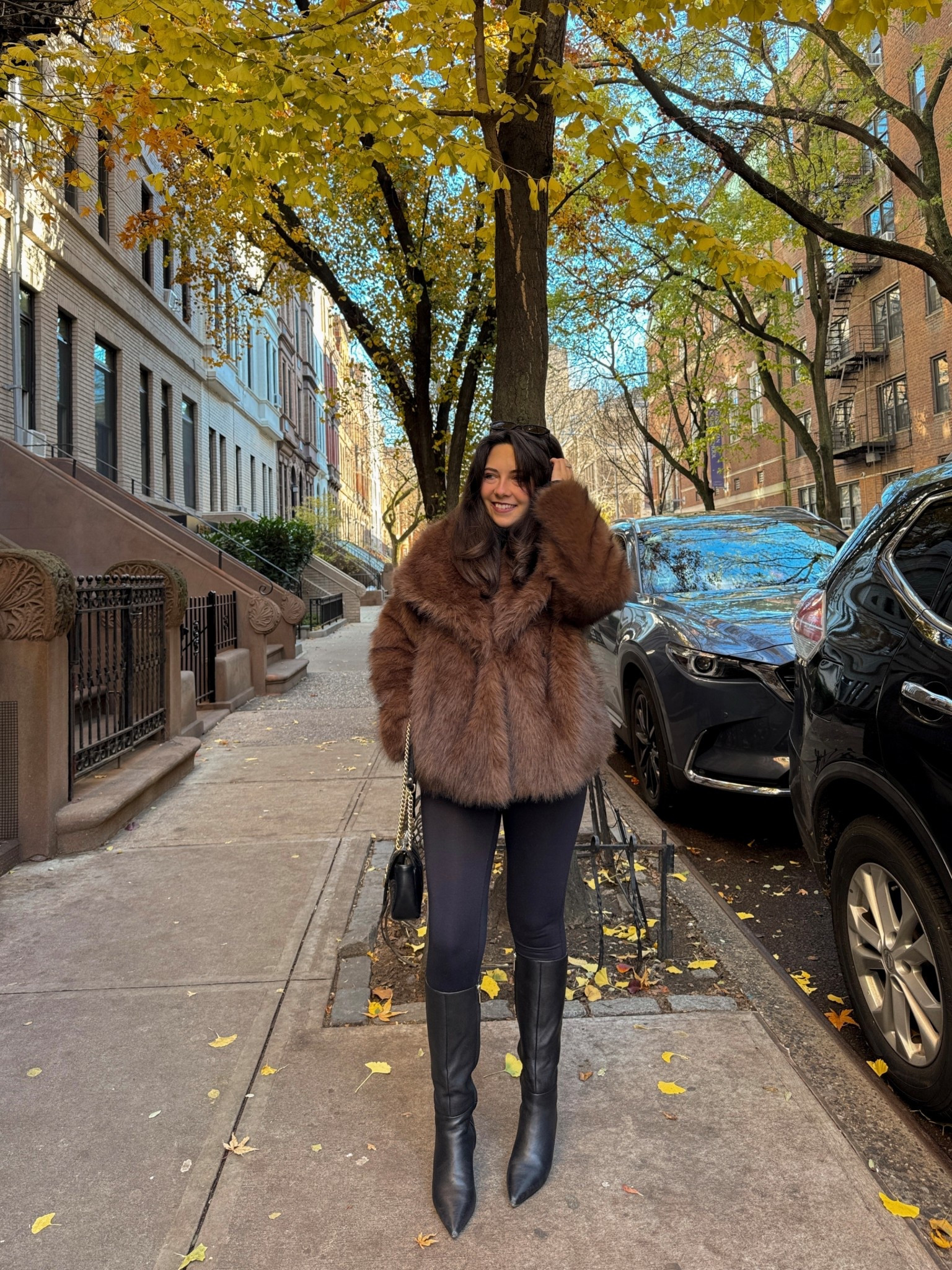 A cozy winter outfit idea featuring my favorite chocolate brown faux fur jacket 🤎 Perfect for cold NYC days when you still want to look polished. Styled it with black leggings, knee-high boots, and my everyday black crossbody. Linking similar faux fur coats, classic black boots, and staple winter basics to recreate the look!

winter outfit, faux fur jacket outfit, brown faux fur coat, NYC winter style, cold weather outfit idea, knee-high boots outfit, chic winter fashion, everyday winter look, cozy street style.

#LTKootd #LTKHoliday #LTKSeasonal