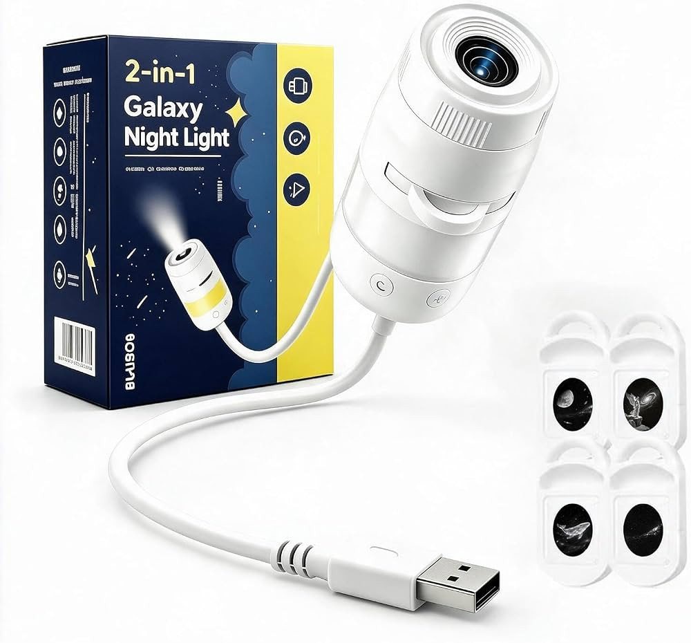 VanSmaGo 2-in-1 USB Galaxy Projector Dimmbar & 360\u00b0 Rotation Nachtlicht | Amazon (DE)