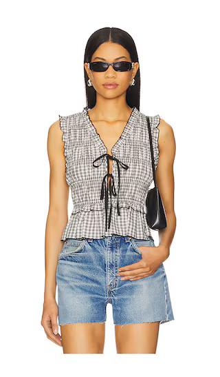 Martine Top in Ivory Jet Gingham | Revolve Clothing (Global)