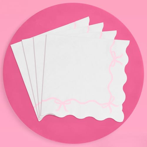 xo, Fetti Pink Bow Napkins - 3-ply, 25 pcs | Baby Shower Decorations, Spring Girl Birthday, Girls... | Amazon (US)