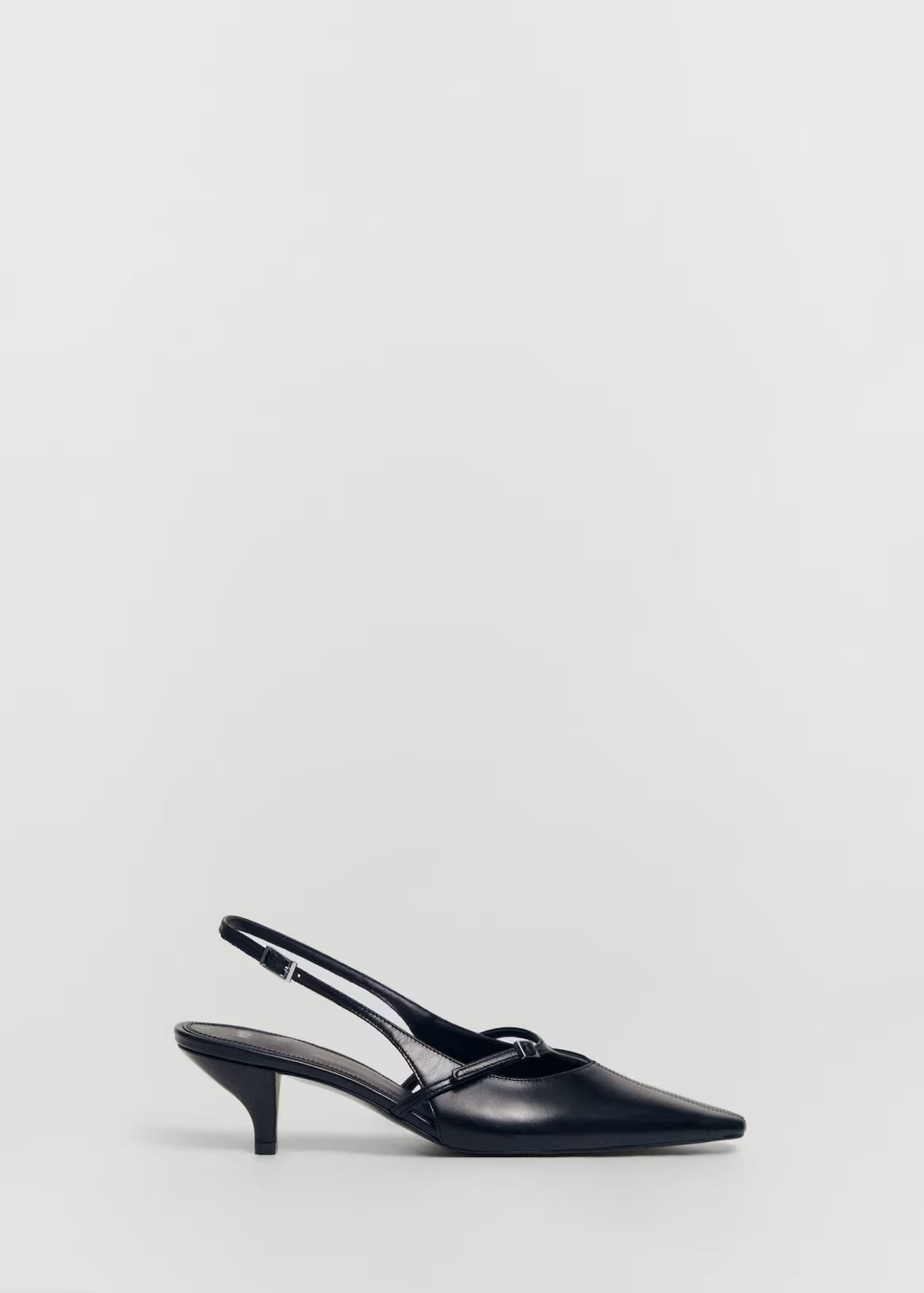 Leather heeled slingback shoes with buckles | MANGO (US)