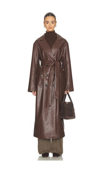 ALL THE WAYS Carey Faux Leather Trench in Brown. - size L | Revolve Clothing (Global)