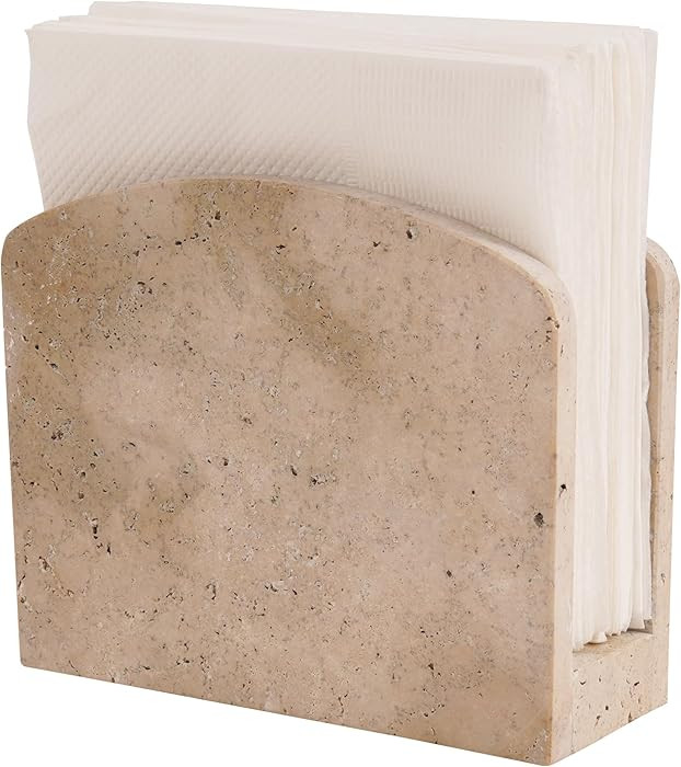 SPESHSTONES Marble Napkin Holder for Table 6.5 Inch Handmade Travertine Decorative Cocktail Napki... | Amazon (US)