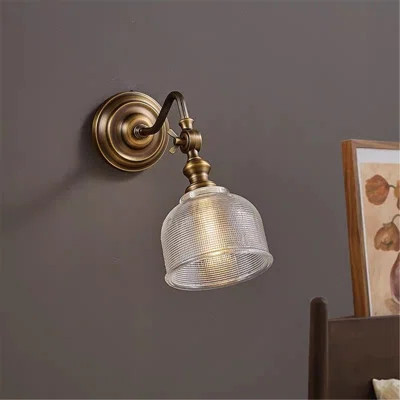 Antique Brass Led Wall Sconce With Adjustable Lamp Head, E14 Socket, Clear Glass Lampshade, Indoor Lighting For Bedroom, Living Room, Bathroom Vanity | Wayfair North America