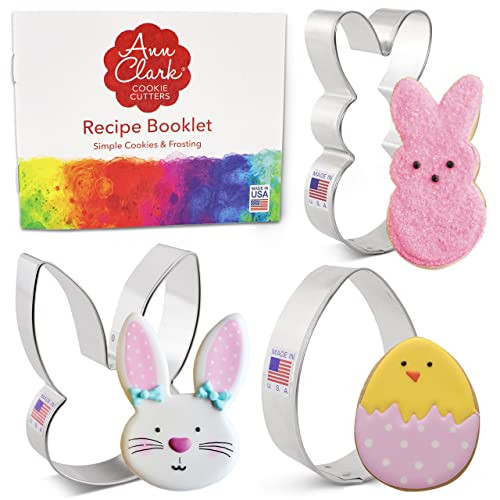 Ann Clark Cookie Cutters 3-Piece Easter Cookie Cutter Set with Recipe Booklet, Easter Bunny, Egg and | Amazon (US)