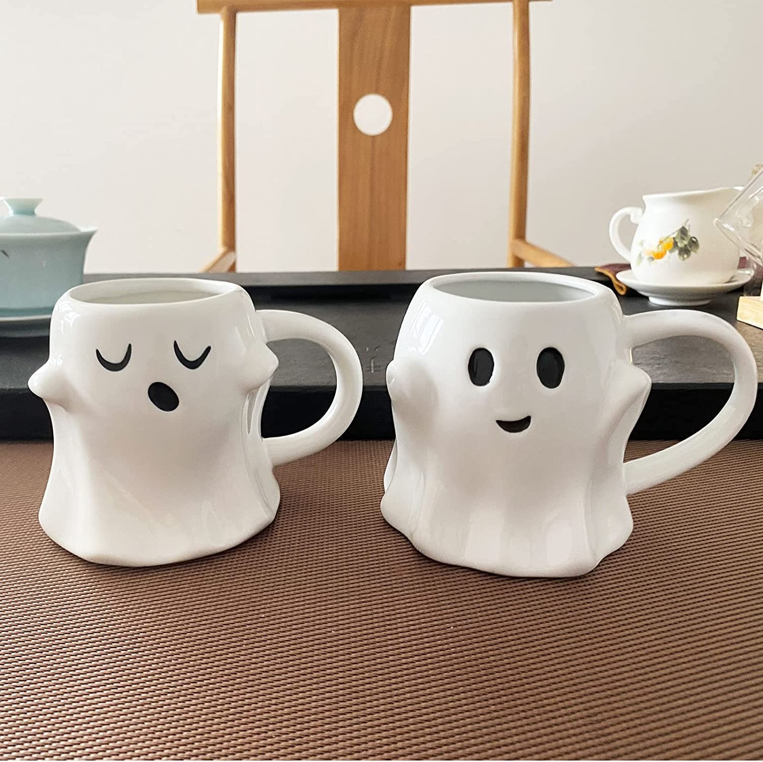 Ghost Mug Coffee, Cute Halloween Coffee Mug, White Ceramic Ghost Mug, 14/12.69 Oz Irregular Expre... | Amazon (US)
