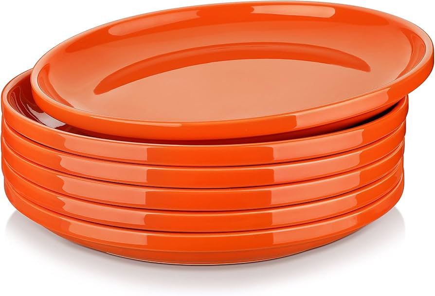 LOVECASA Dinner Plates Set of 6, 10.5 Inch Large Plate Set, Orange Plates for Salad Pasta, Cerami... | Amazon (US)