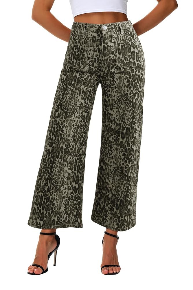 Genleck Women's Wide Leg Jeans – Trendy Cropped Loose Jeans High Waisted Stretchy Capri Denim P... | Amazon (US)