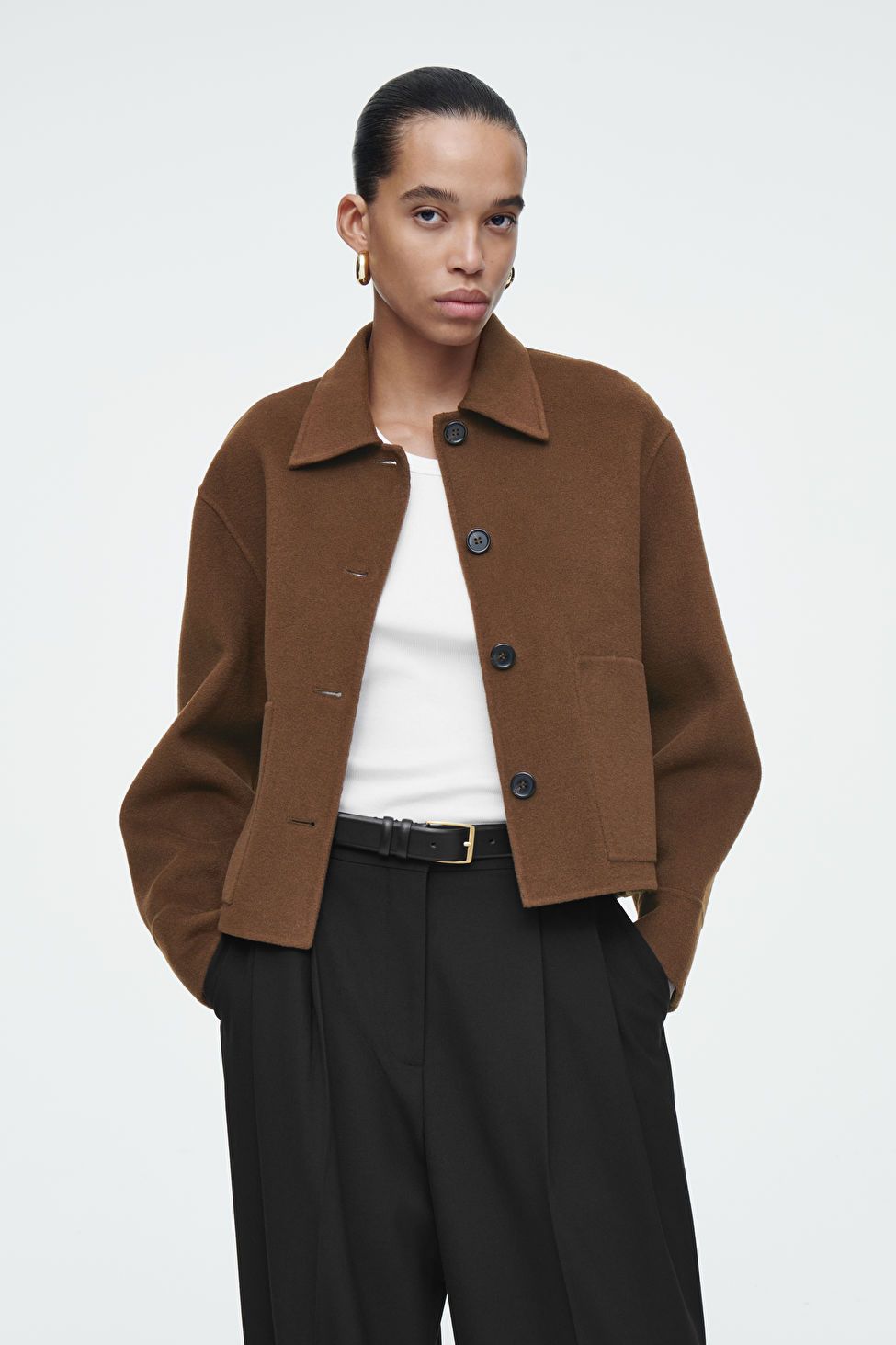 BOXY DOUBLE-FACED WOOL JACKET - BROWN - COS | COS UK