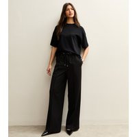 Women's Black Wide Leg Drawstring Trousers New Look | New Look (UK)