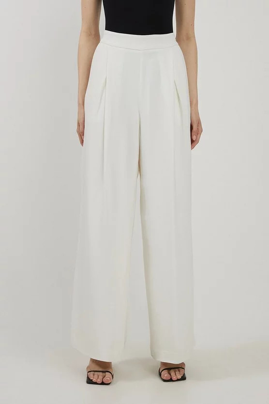 Tailored Pleated Wide Leg Trousers | Karen Millen UK + IE + DE + NL