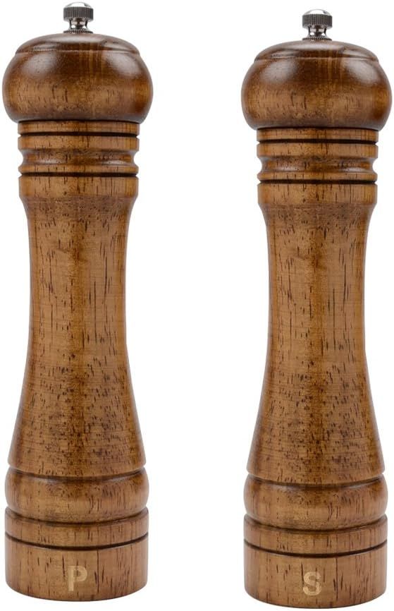 XQXQ Wood Salt and Pepper Mill Set, Pepper Grinders, Salt Shakers with Adjustable Ceramic Rotor- ... | Amazon (US)