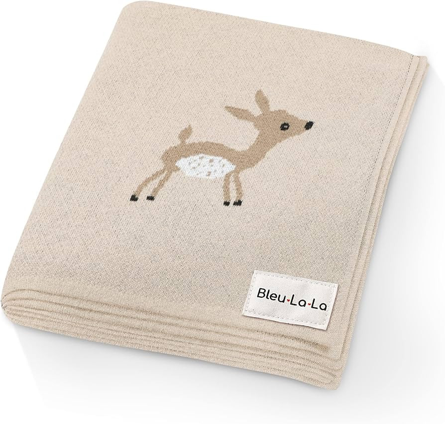 Bleu La La Knit Baby Swaddle Blanket - 100% Cotton Soft Cozy Receiving Swaddling Crib Stroller Bl... | Amazon (US)