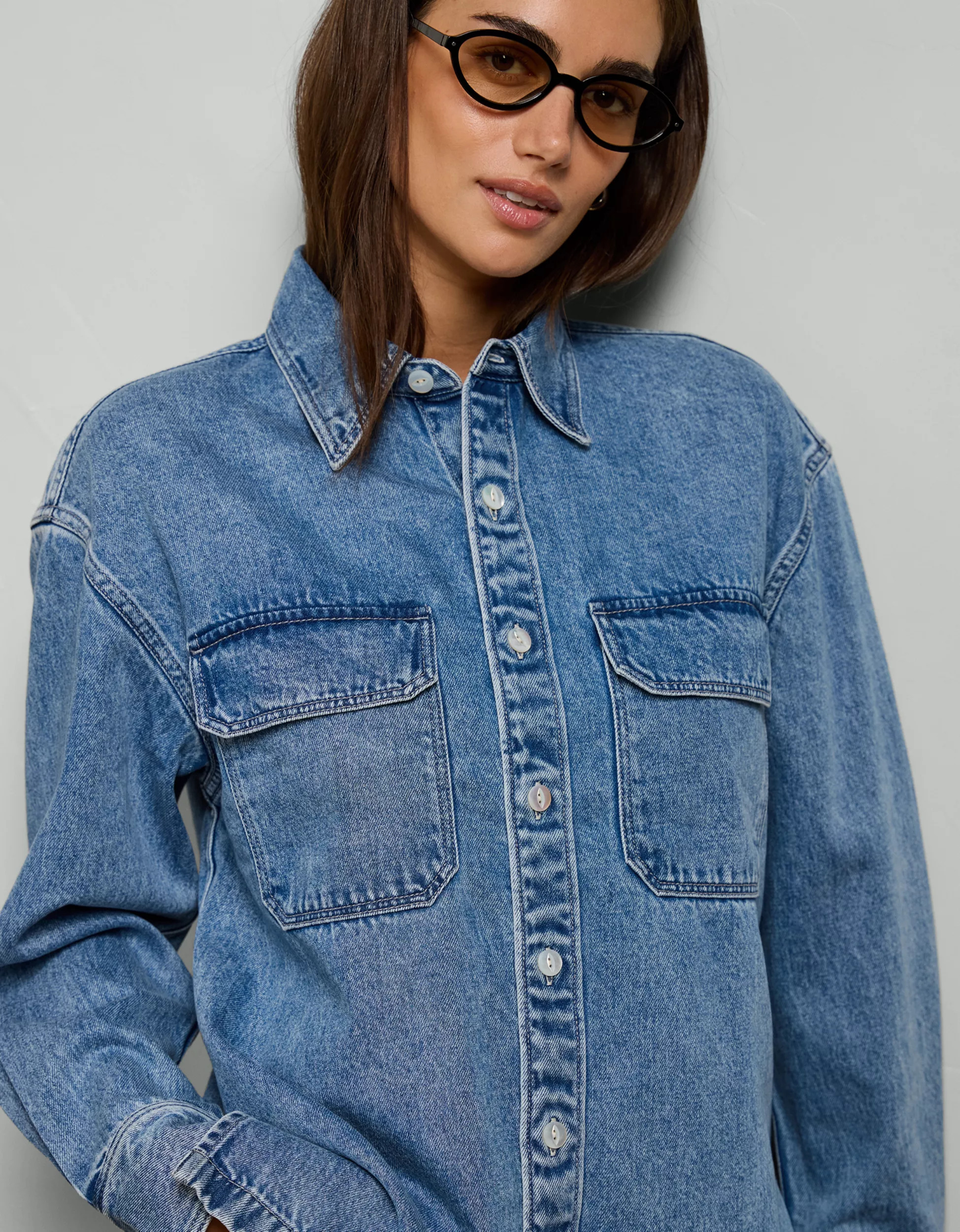 AE77 Perfect Denim Shacket | American Eagle Outfitters (US & CA)