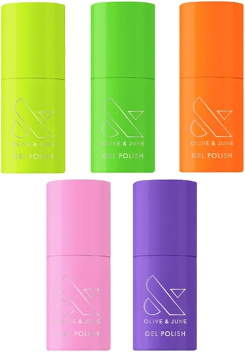 Olive & June Gel Summer Brights Nail Polish Set | UV LED Nail Lamp Needed | 5 Neon Shades: Time t... | Amazon (US)