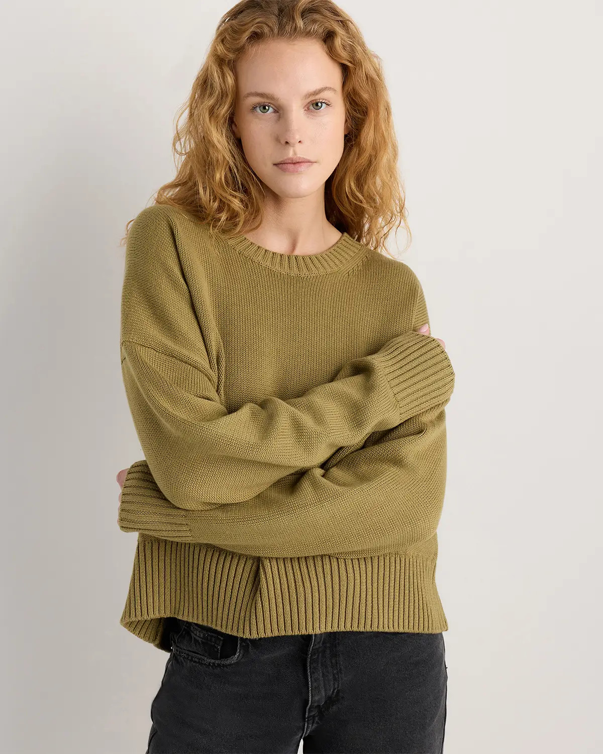 100% Organic Cotton Boyfriend Crew Sweater | Quince