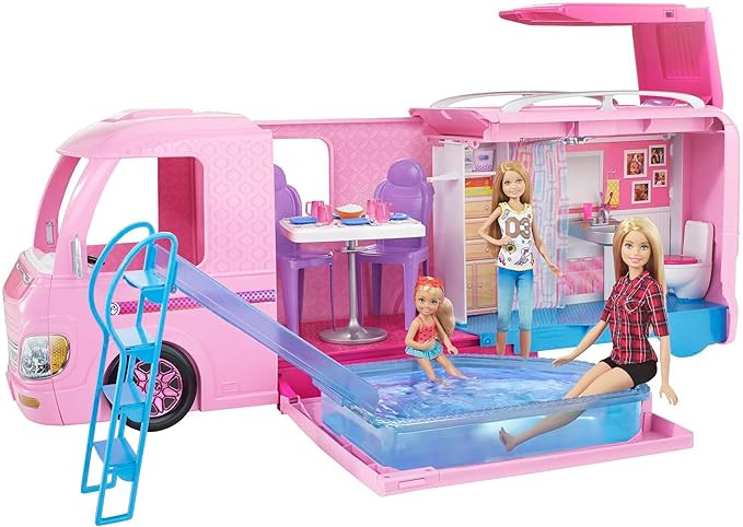 Barbie Camper Playset, Dreamcamper Toy Vehicle with 50 Accessories Including Furniture, Pool & Sl... | Amazon (US)