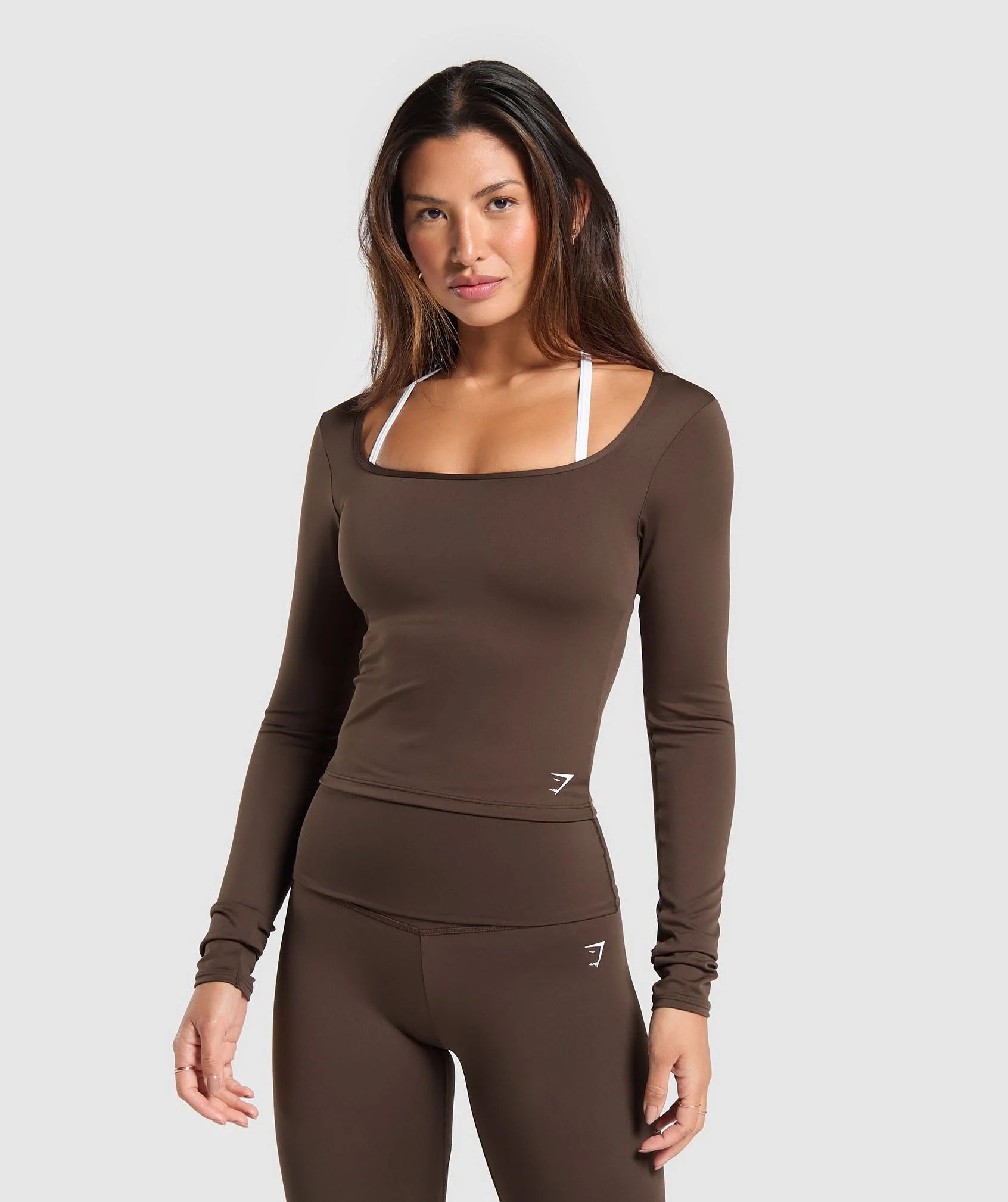 Gymshark Everyday Long Sleeve Midi Top - Archive Brown | Gymshark (Global)