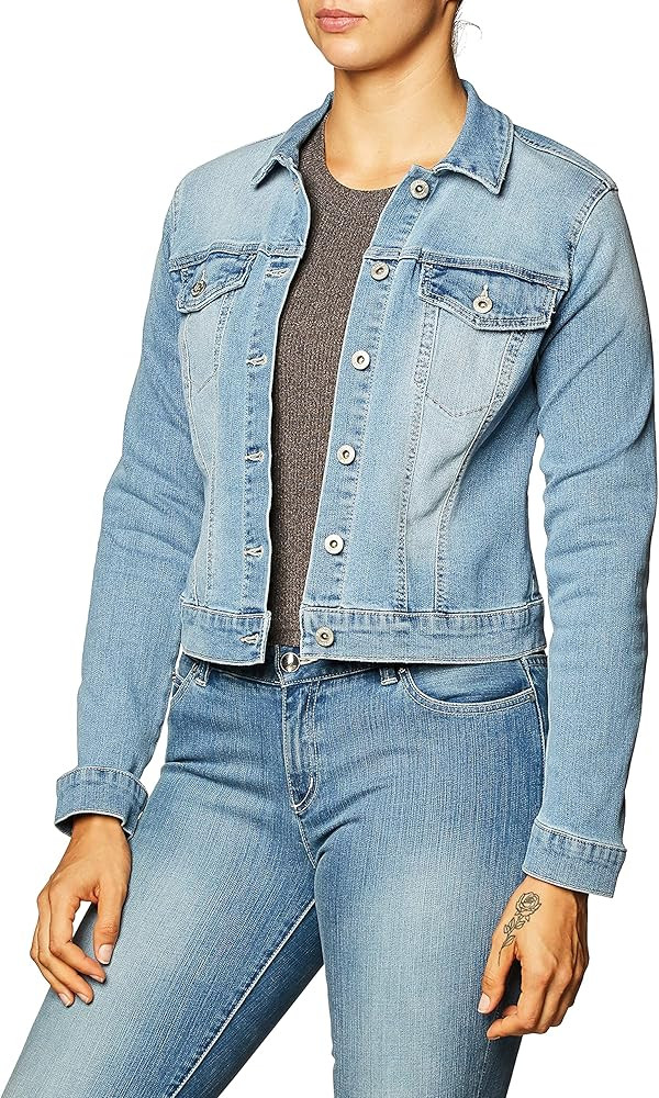 Womens Pixie Light Wash Front Pocket Denim Jacket | Amazon (US)