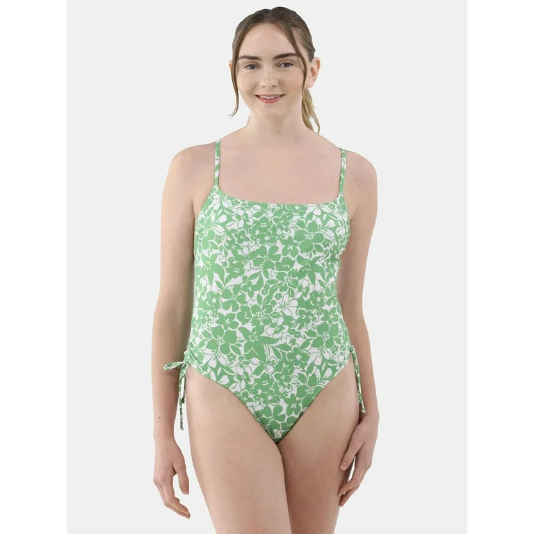 No Boundaries Women's and Women's Plus Strappy Scoop One Piece Swimsuit with Ruched Sides, Sizes ... | Walmart (US)