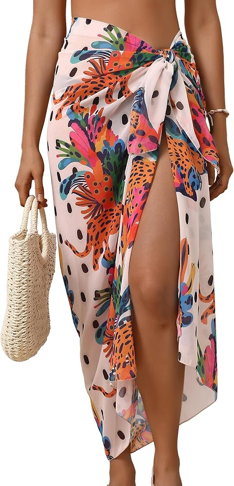 Eicolorte Womens Beach Cover Up Chiffon Sheer Bikini Beach Swimsuit Coverup Sarong Pareo Wraps fo... | Amazon (US)