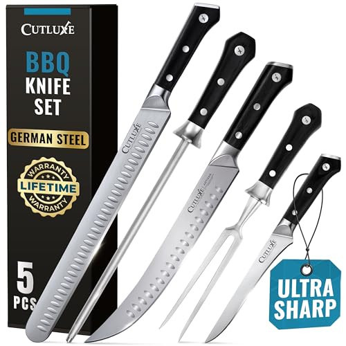 Cutluxe 5-Piece Butcher Knife Set – Slicing Carving Knife Set for Meat Cutting, Ultra Sharp German Steel, Full Tang, Ergonomic Handles – Artisan Series | Amazon (US)