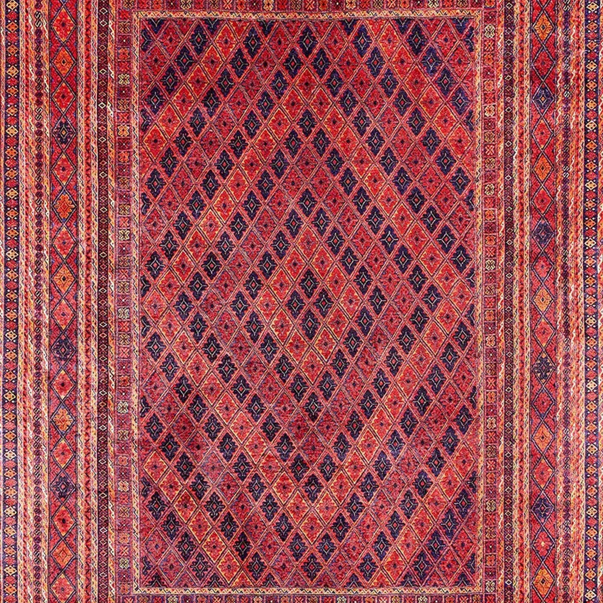 Manda Rug Turkish Kilim Terracotta and Navy Blue Rug | Fame Rugs