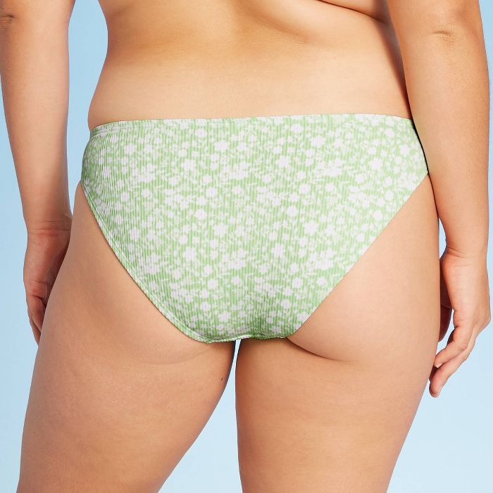 Juniors' Ribbed Cheeky Bikini Bottom - Xhilaration™ Bright Green Floral | Target