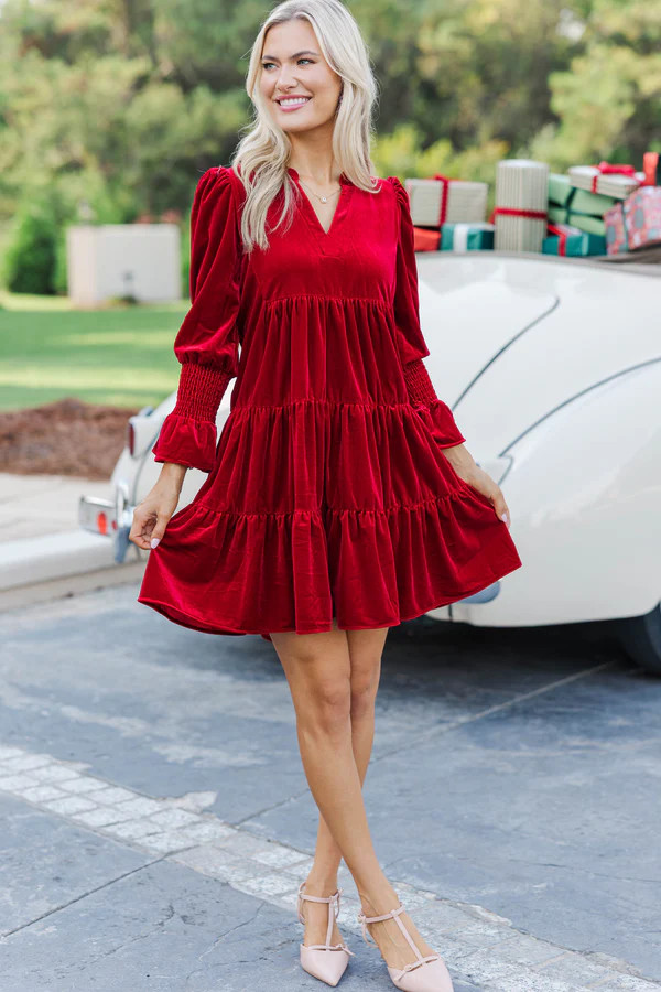 In Your Happy Place Red Velvet Dress | The Mint Julep Boutique