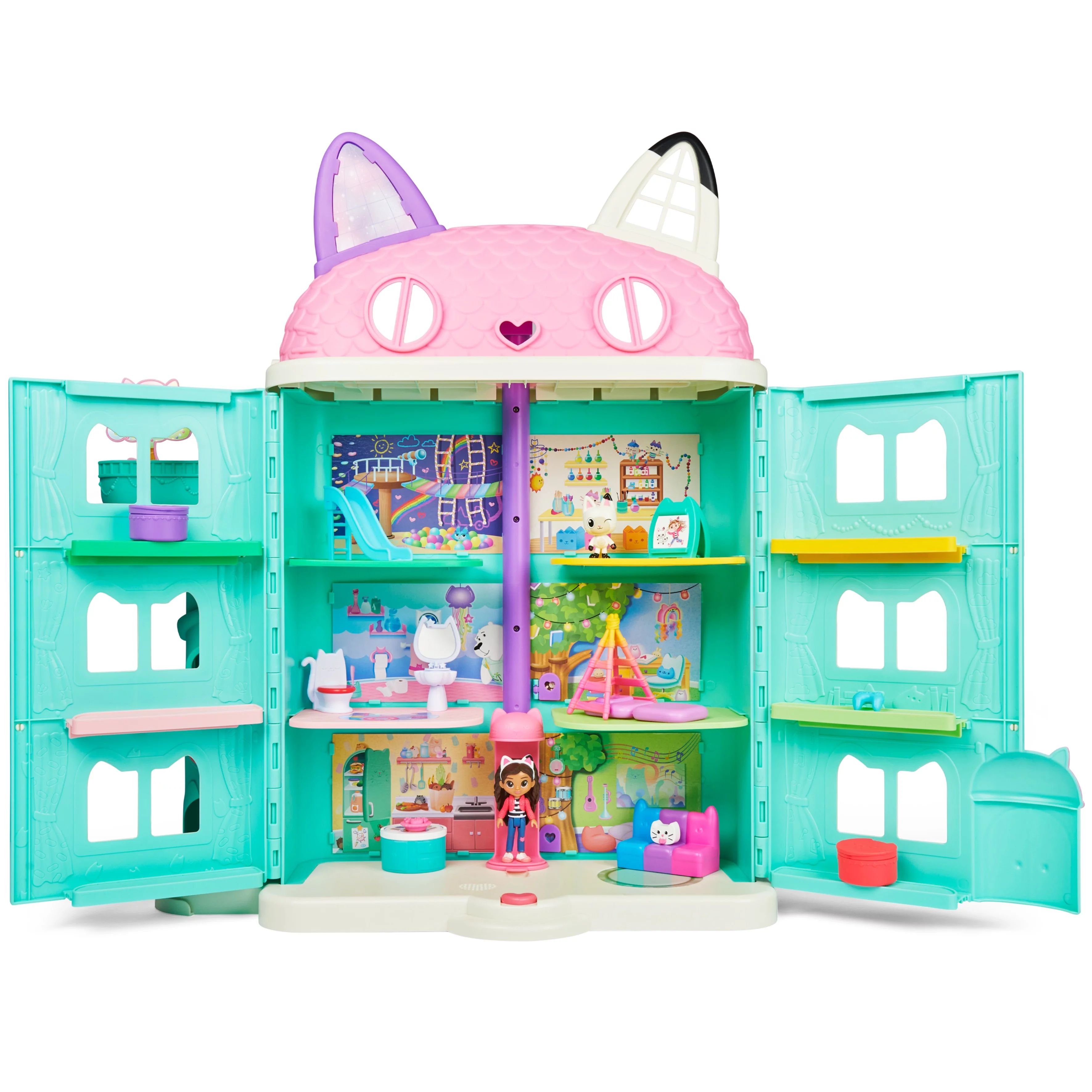 Gabby’s Dollhouse, (over 2ft )15-Piece Purrfect Dollhouse with Sounds, Assembly Required - Walm... | Walmart (US)