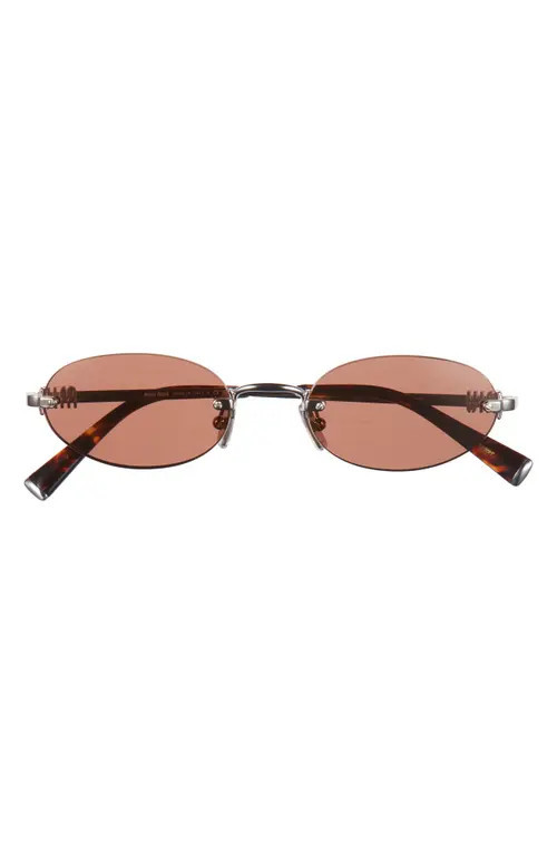 Miu Miu 51mm Oval Rimless Sunglasses in Silver/Brown at Nordstrom | Nordstrom