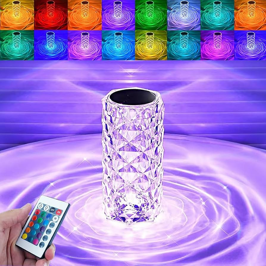Portable Crystal Table Lamp, 16-Color Touch Control Rechargeable Night Light, Bedside Desk Lamp f... | Amazon (US)