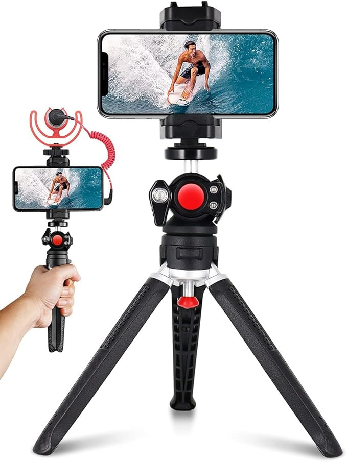 Mini Tripod for Camera - 3 in 1 Small Phone Tripod with Expansion Port, Portable iPhone Tripod St... | Amazon (US)
