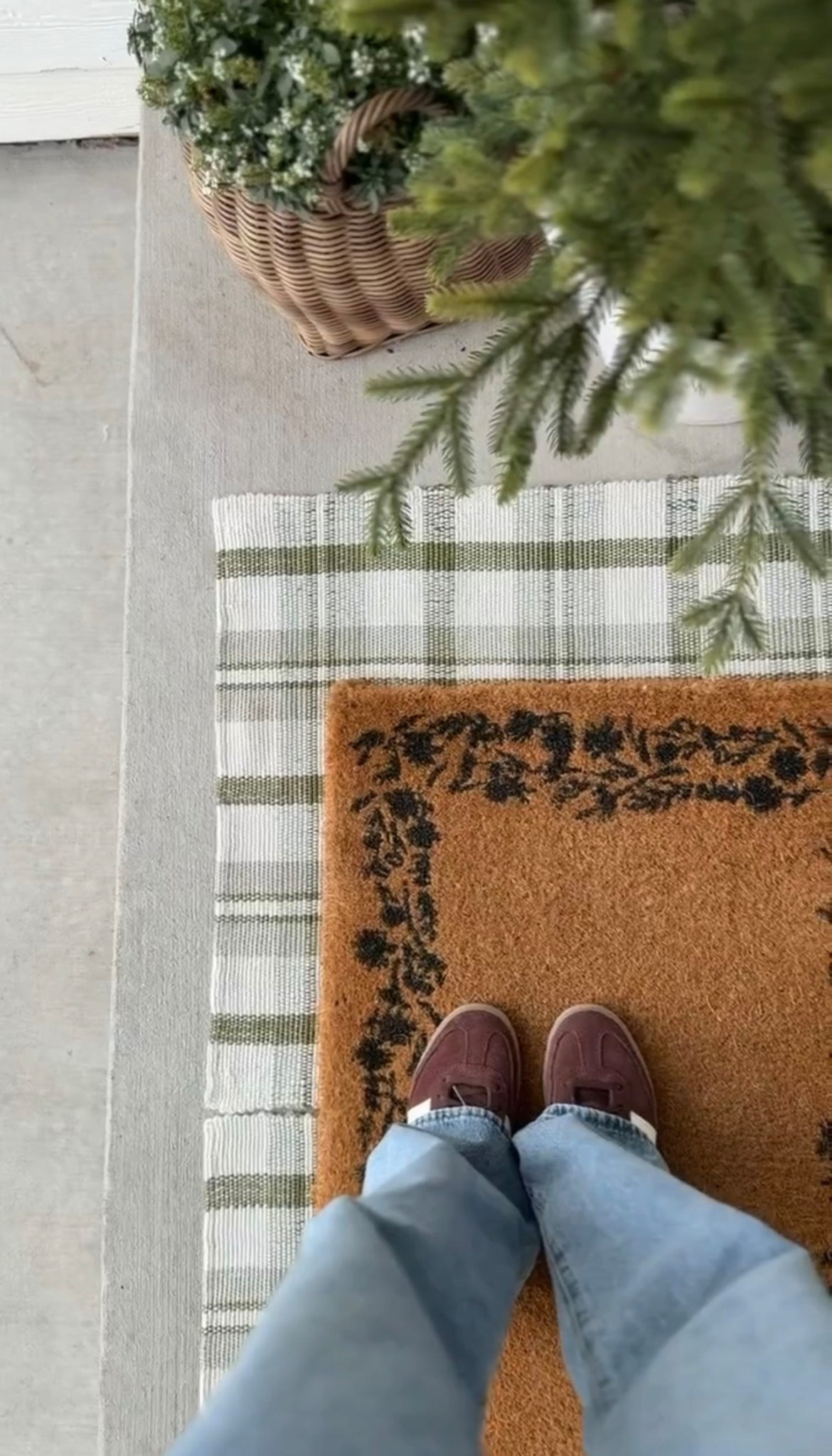 The perfect transitional door mat pairing! I love this affordable outdoor rug from Walmart! I grabbed two to make a larger/longer rug. I have had it on our porch throughout Christmas and now into winter and I think it’s perfect for spring, too! 

#LTKHome #LTKSaleAlert