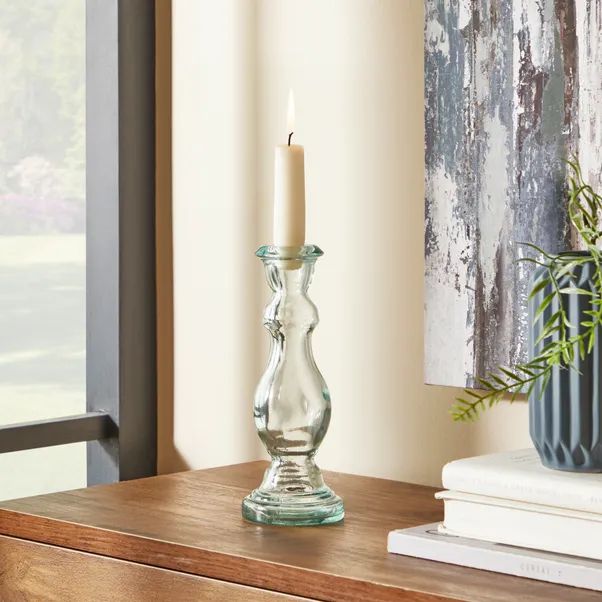 Recycled Glass Candlestick Holder | Dunelm