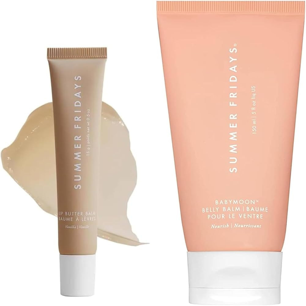 Summer Fridays Vanilla Lip Butter Balm & Babymoon Belly Balm Gift Set - Lip & Body Care Bundle to... | Amazon (US)