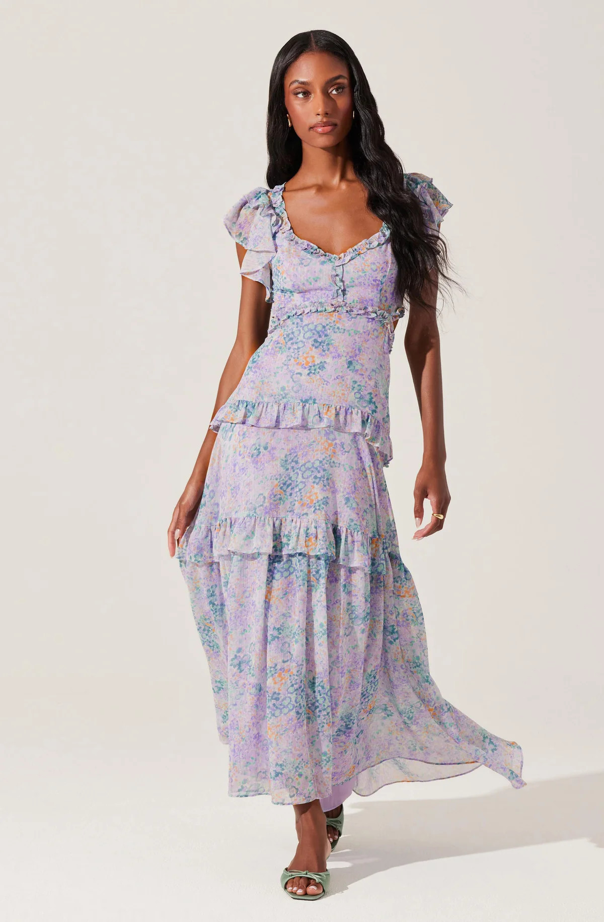 Mable Floral Tiered Ruffle Maxi Dress | ASTR The Label (US)