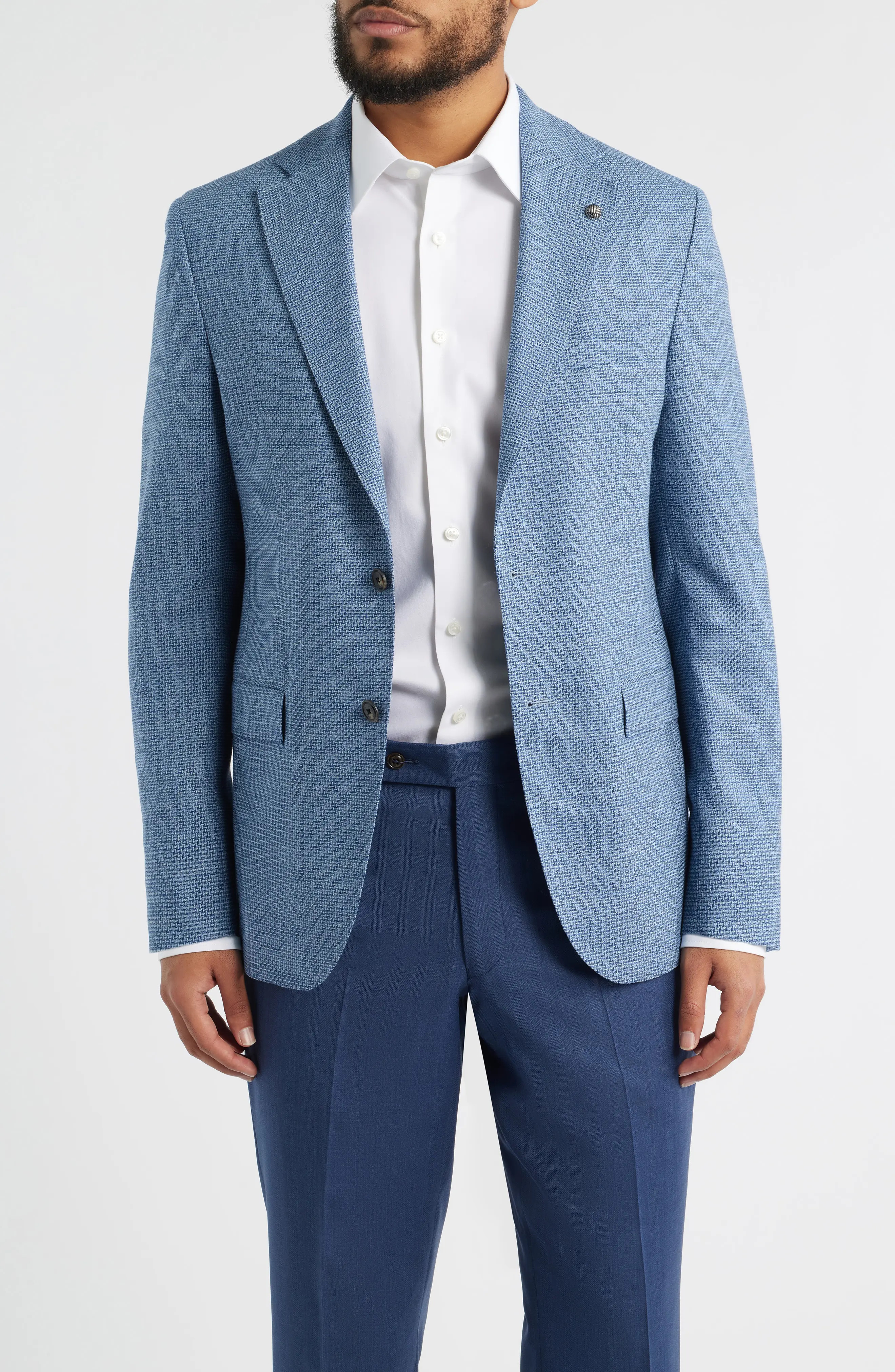 Jack Victor Midland Contemporary Fit Textured Light Blue Stretch Wool Sport Coat (Men) | Nordstro... | Nordstrom