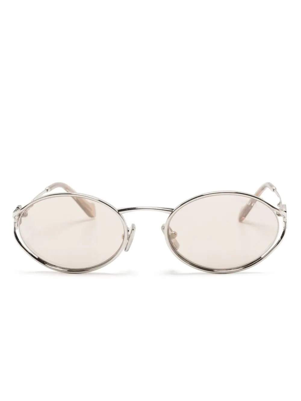 Miu Miu Eyewear oval-frame metal sunglasses - Silver | Farfetch Global