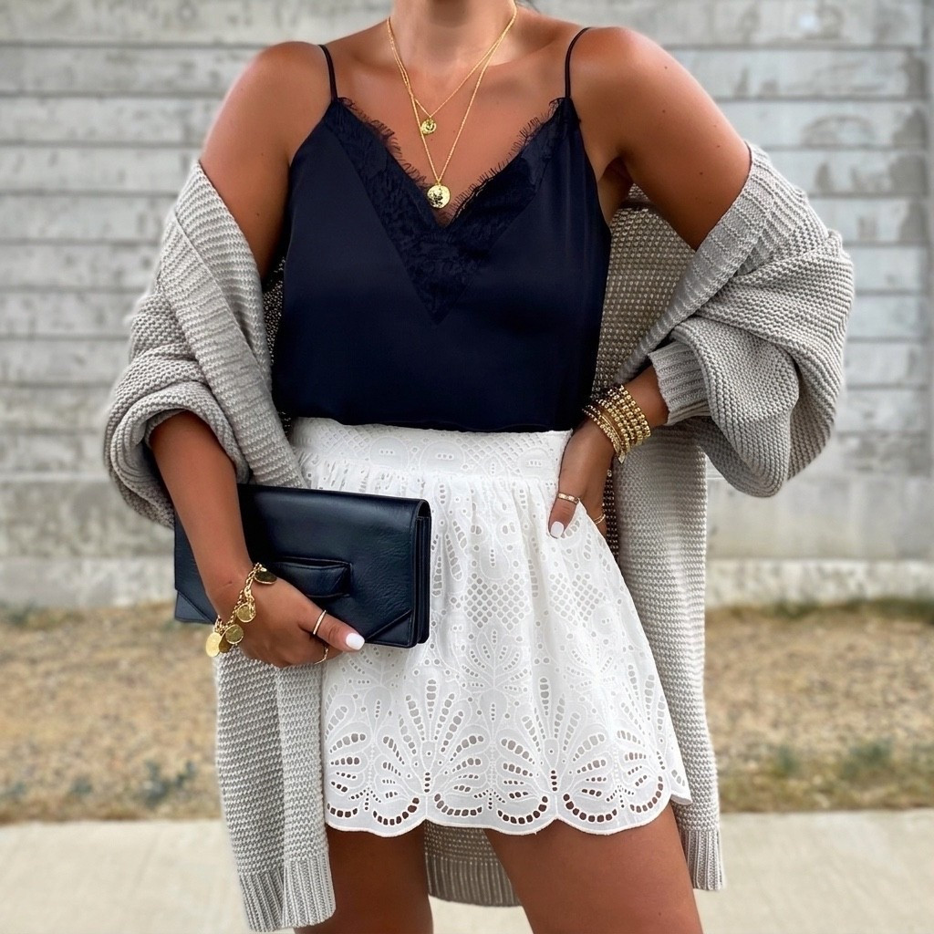 Paradisa Iona White Palm Lace Cotton Mini Skirt