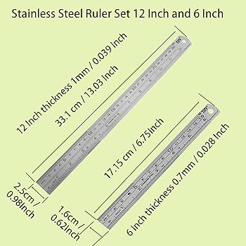 YouOKLight Metal Ruler Set,6 inch Ruler and 12 inch Ruler. Ruler Inches and Centimeters,Metric Ru... | Amazon (US)