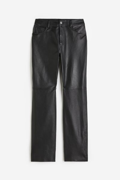 Straight leather trousers - Black - Ladies | H&M GB | H&M (UK, MY, IN, SG, PH, TW, HK)