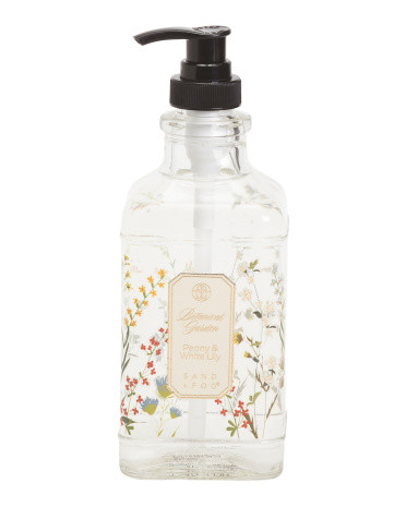 15.2oz Clear Glass Decal Peony And White Lily Handsoap | TJ Maxx