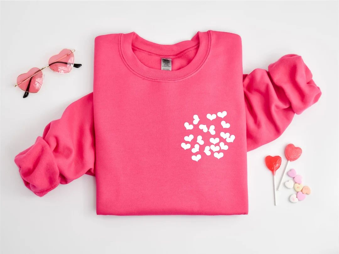 Cute Heart Shirt Womens Valentines Day Sweatshirt Valentine - Etsy | Etsy (US)