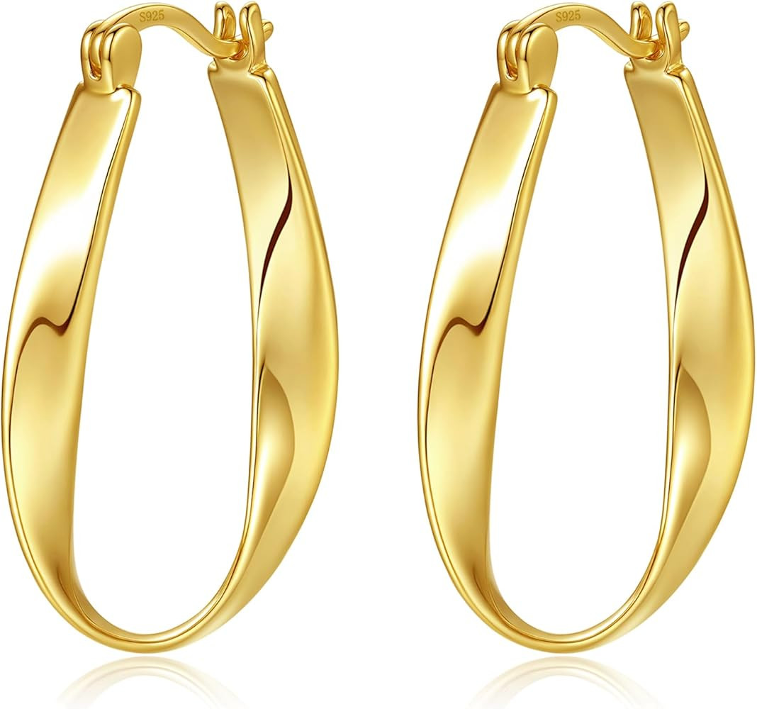 DAILY VIBES Big Gold Twisted Hoop Earrings for Women 925 Sterling Silver Post Dainty Large Hypoal... | Amazon (US)